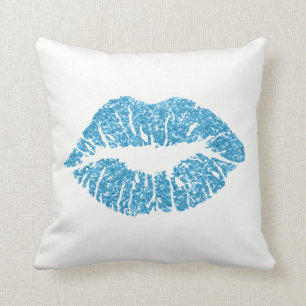 White Sapphire Blue Glitter Kiss Lips Makeup Cushion