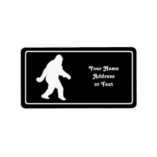 White Sasquatch Silhouette For Dark Backgrounds Label