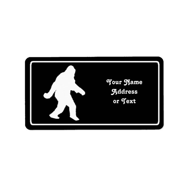 White Sasquatch Silhouette For Dark Backgrounds Label (Front)