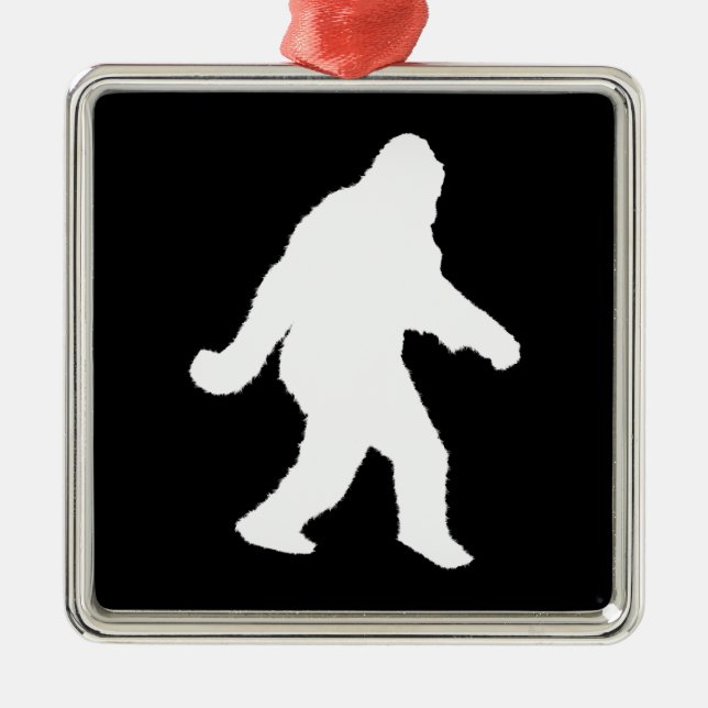 White Sasquatch Silhouette For Dark Backgrounds Metal Tree Decoration (Front)