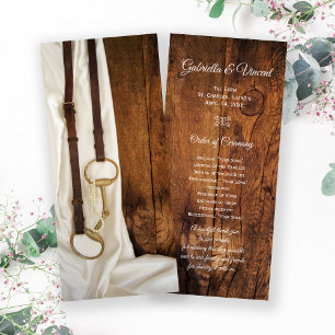 White Satin and Horse Bit Western Wedding Program Programme