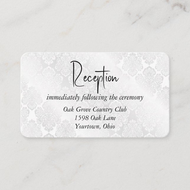 White Satin Damask for Wedding Enclosure Card (Front)
