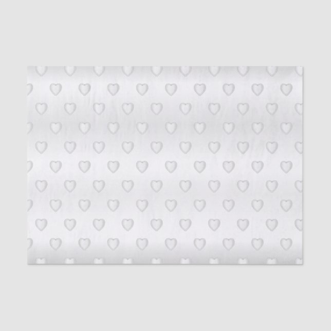 White Satin Diamond Hearts Tissue Paper (Front)