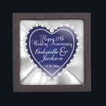 White Satin & Diamonds Wedding Keepsake| Navy Blue Gift Box<br><div class="desc">Personalise Anniversary Gift Box ready for you to personalise. 💖 NOTE: ONLY CHANGE THE TEMPLATE AREAS NEEDED! 😀 If needed, you can remove the text and start fresh adding whatever text and font you like. 📌If you need further customisation, please click the "Click to Customise further" or "Customise or Edit...</div>