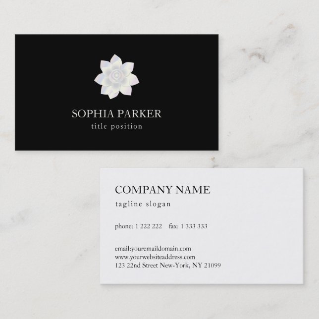 White Satin Flower Reversible Business Card (Front/Back)