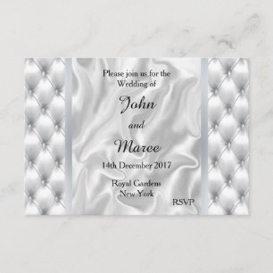 White Satin Quilt Wedding Invitation