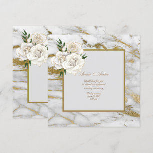 White Satin Roses Informal Wedding Invitation