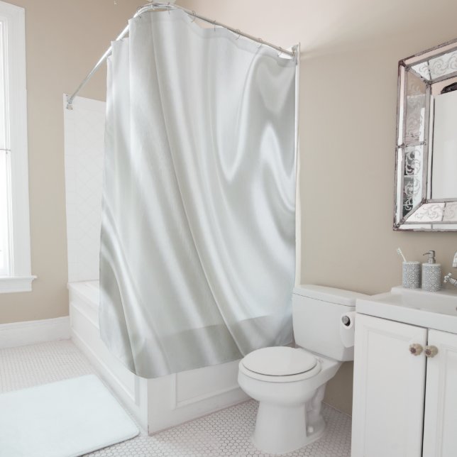 White Satin Shower Curtain (In Situ)