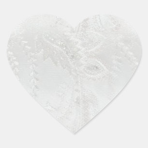 White Satin Wedding Heart Sticker