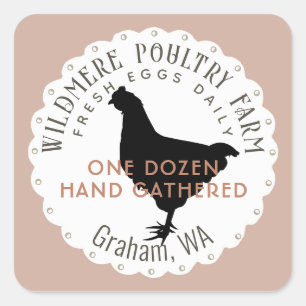 White Scallop Farm Fresh Egg Carton Hen Label