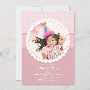 White Scalloped Frame Photo Invitation