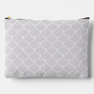 White Scalloped Mermaid Scale Pattern Accessory Pouch