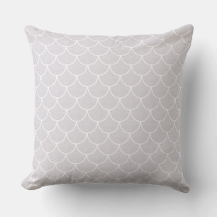 White Scalloped Mermaid Scale Pattern Cushion