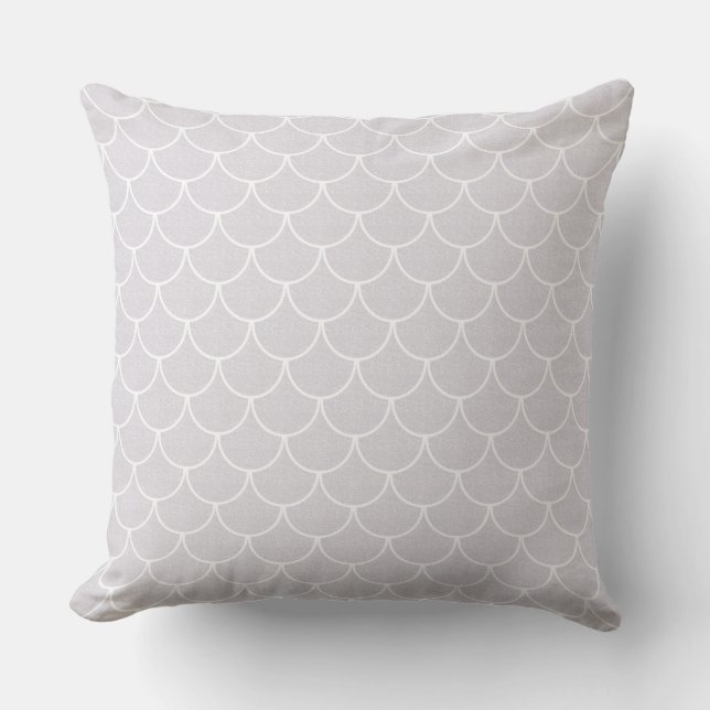 White Scalloped Mermaid Scale Pattern Cushion (Front)