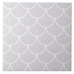 White Scalloped Mermaid Scale Pattern Tile