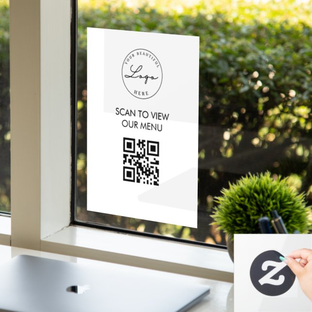White Scan Me QR Code Price List Menu Sign  (Office)