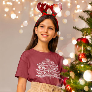 White Scandinavian Folk Art Nordic Christmas Tree T-Shirt
