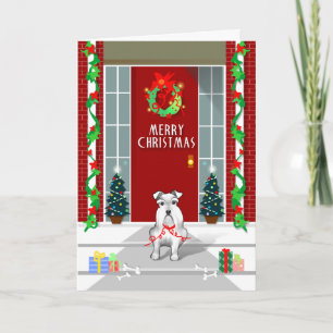 White Schnauzer Dog Merry Christmas Holiday Card