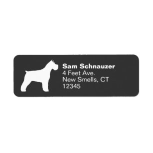 White Schnauzer Dog Silhouette Return Address