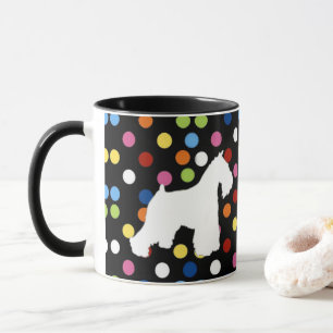 White Schnauzer Polka Dot Coffee Mug