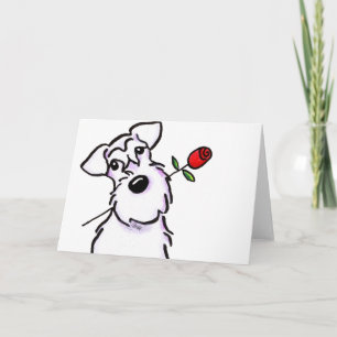 White Schnauzer Sweetheart Rose Card