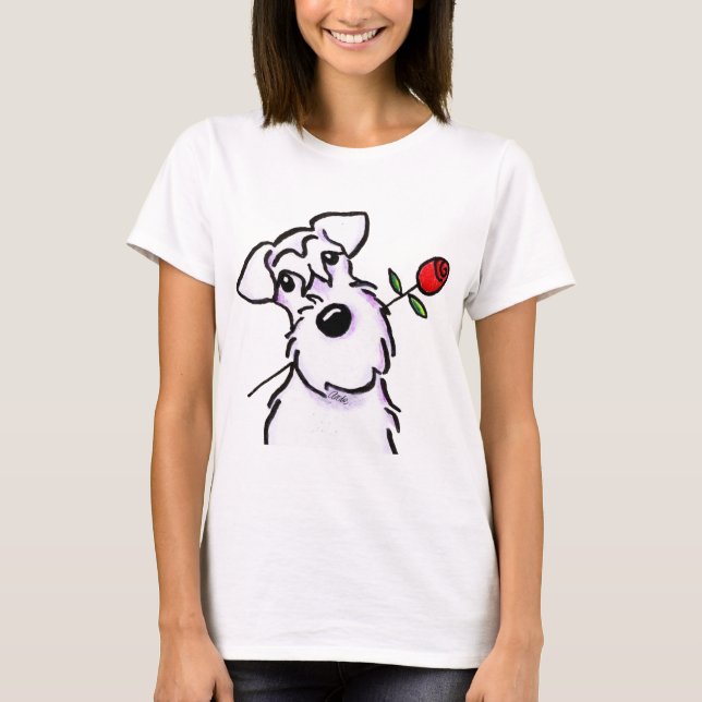 White Schnauzer Sweetheart Rose T-Shirt (Front)