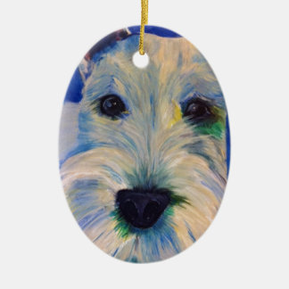 White Schnauzer's RULE ! Ceramic Tree Decoration