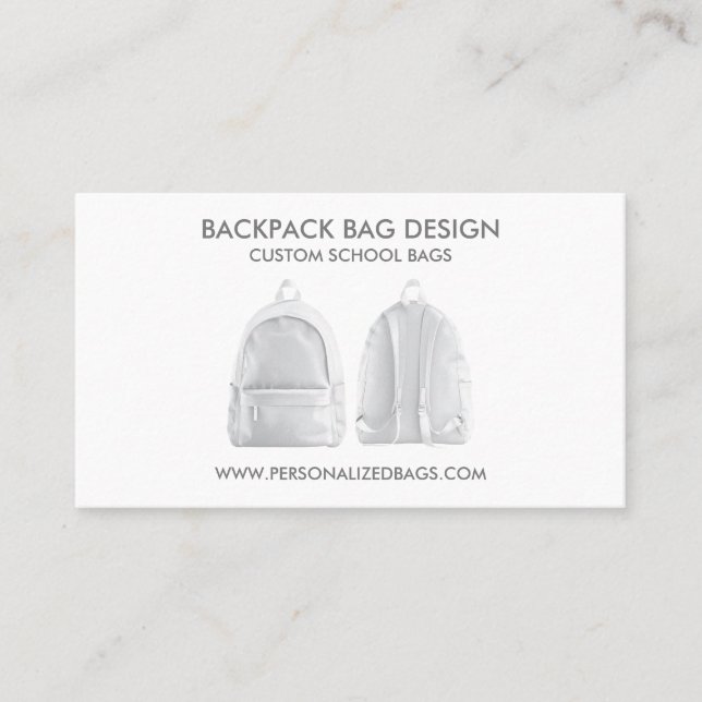 White School Backpack Bag Business Card (Front)