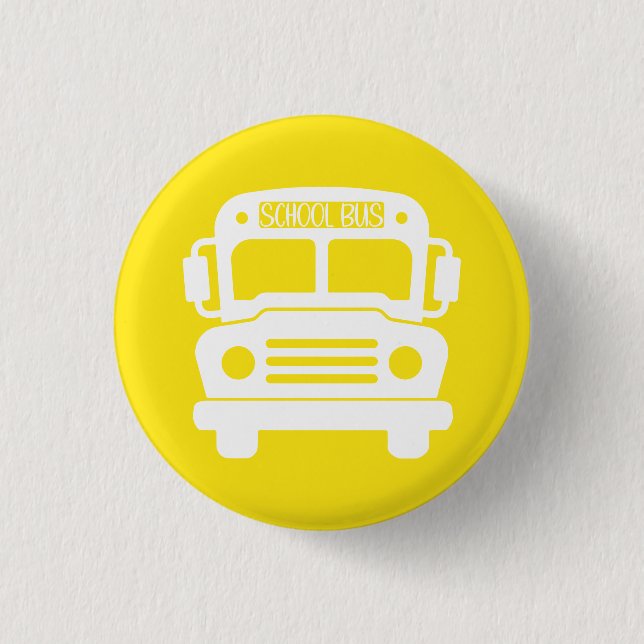 White School Bus on Yellow Background 3 Cm Round Badge (Front)