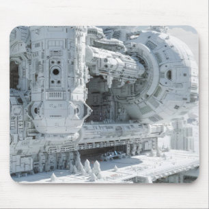 White Sci-Fi Space Base Mouse Mat
