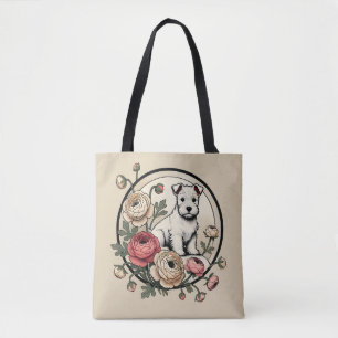 White Scottish Terrier Art Cute Scottie Tote Bag
