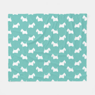 White Scottish Terriers   Scottie Dog Silhouettes Fleece Blanket