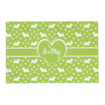 White Scottish Terriers (Scottie Dogs) Lime Green