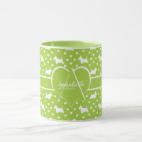 White Scottish Terriers (Scottie Dogs) Lime Green