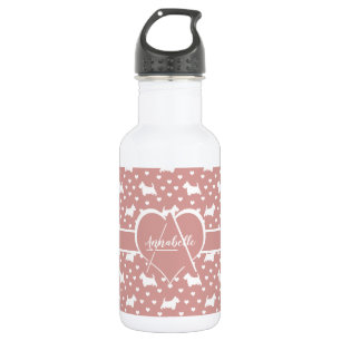 White Scottish Terriers (Scottie Dogs) - Pink 532 Ml Water Bottle
