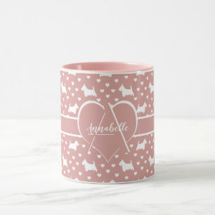 White Scottish Terriers (Scottie Dogs) - Pink Mug