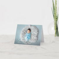 white script baptism photo thank you card