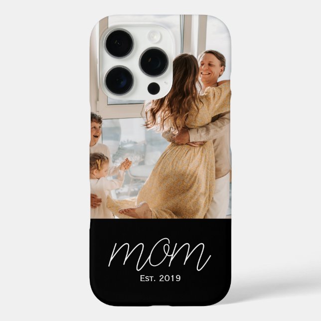 White Script Established Mom Black Customizable  Case-Mate iPhone Case (Back)