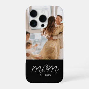 White Script Established Mum Black Customisable iPhone 16 Pro Case
