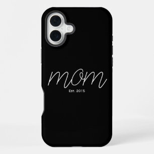 White Script Established Mum Black iPhone 16 Plus Case