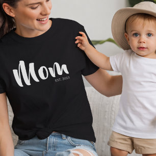 White Script Established Mum Black T-Shirt