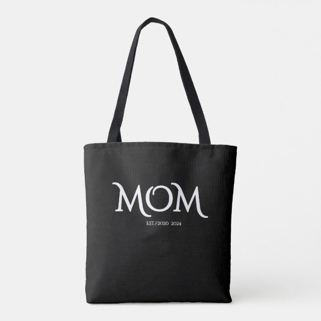 White Script Established Mum Mother's Day  Tote Bag (Back)