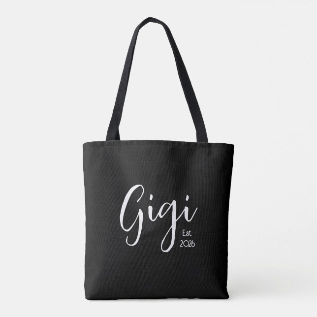 White Script Gigi Established  Tote Bag (Back)