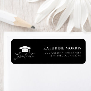 white script graduation address label