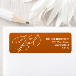 White Script Graduation Burnt Orange Return