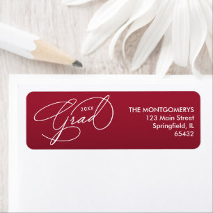 White Script Graduation Crimson Red Return Address