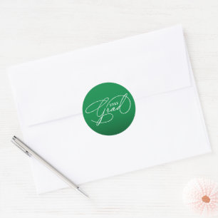White Script Graduation Green Envelope Seal