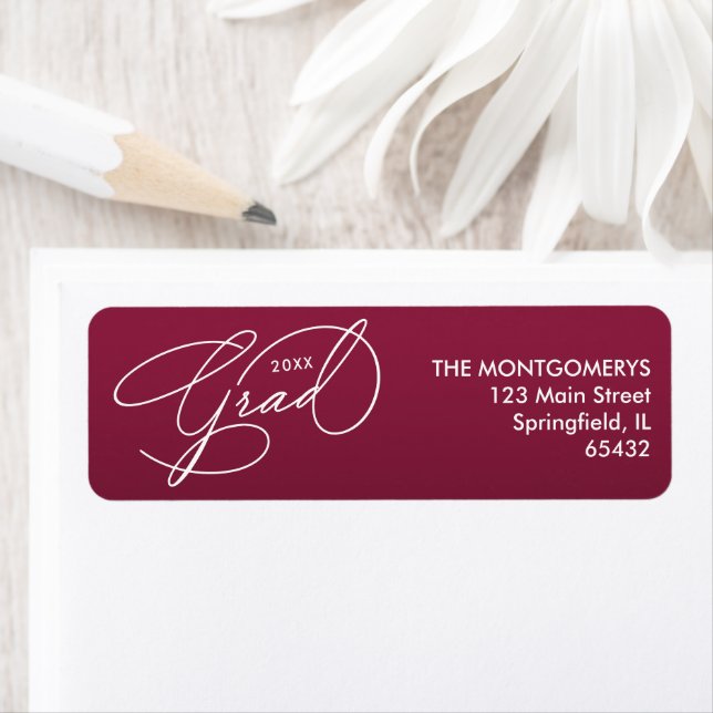 White Script Graduation Maroon Return Address (Insitu)