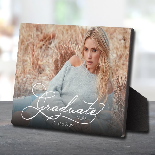 White Script Graduation Photo Plaque (Creator Uploaded)