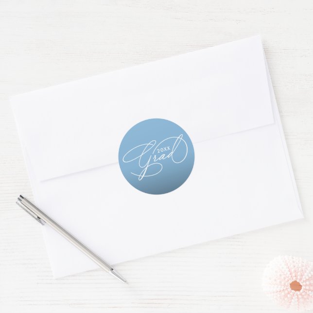 White Script Graduation Powder Blue Envelope Seal (Envelope)
